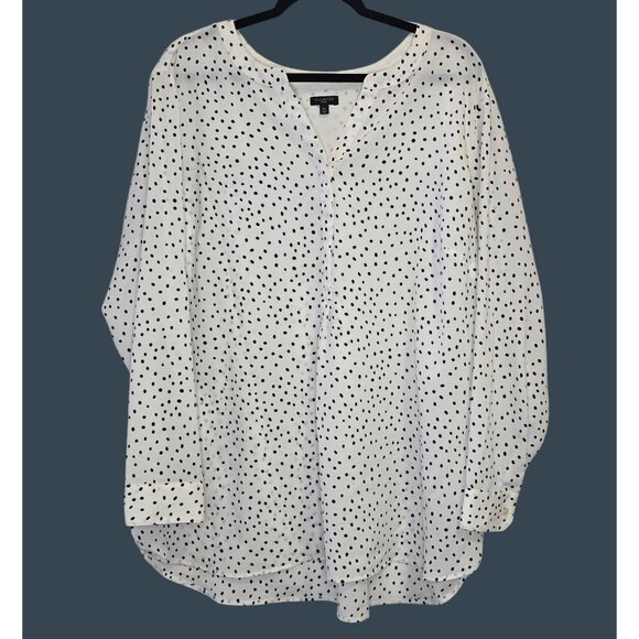 Talbots Tops - Talbots Women's 2x White Black Polka Dot Blouse Flowy Business Professional
